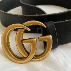 Gucci GG Logo Buckle Leather Belt